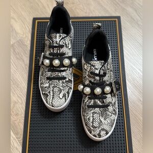 Karl Lagerfeld Avah Python Snakeskin Studded Sneakers